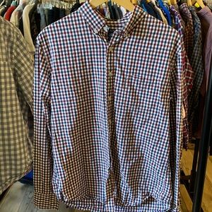 Men’s J Crew Button Down Shirt / Size L / White, Maroon, & Navy Plaid